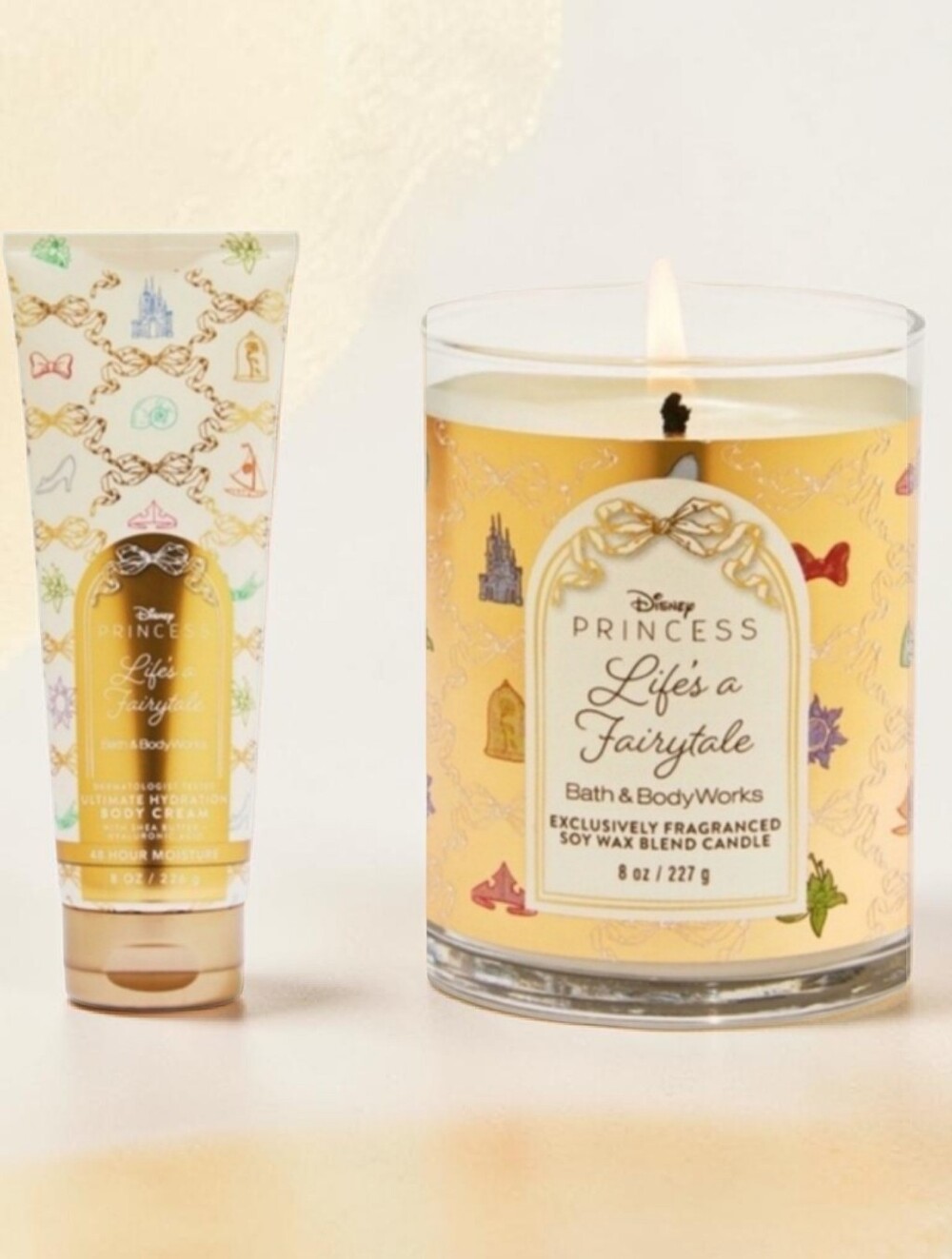 Bath & Body Works Disney Princess, Life's a Fairytale Candle AND Body Cream, NEW